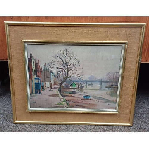 1022 - ATTRIBUTED TO MAURICE GRUN (1870-1947)   'EARLY MORNING BY THE RIVER',  SIGNED INDISTINCTLY BOTTOM L... 