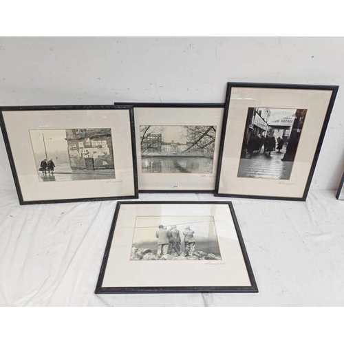 1024 - 4 FRAMED PHOTOGRAPHS OF VARIOUS GLASGOW LOCATIONS, ALL INDISTINCTLY SIGNED IN PENCIL TO MOUNT