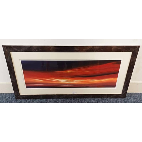 1029 - JOHNATHAN SHAW  SUNSET AT BEACH SIGNED FRAMED OIL PAINTING 29 X 90 CM