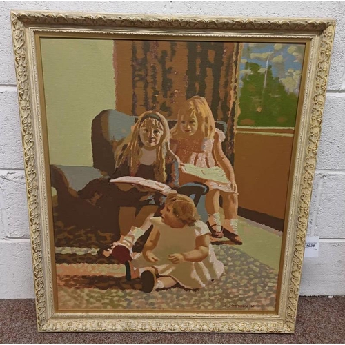 1038 - J SEMMENCE CHILDREN SITTING SIGNED, DATED 1967 FRAMED OIL PAINTING ON CANVAS 74 X 62 CM