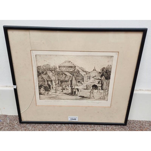 1046 - IAN FLEMING - (ARR) BOTANIC GARDENS SIGNED IN PENCIL FRAMED ETCHING - 4/25 21 X 28 CM