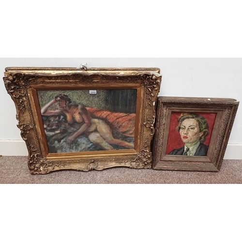 1050D - GILT FRAMED OIL PAINTING PORTRAIT OF A WREN, INDISTINCTLY SIGNED JOHN MILLS, 33 X 28 CM, & GILT FRAM... 