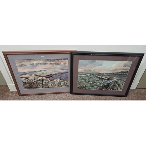 1050G - 2 FRAMED WATERCOLOURS OF LANDSCAPE & SEASCAPE - UNSIGNED 54 X 73 CM