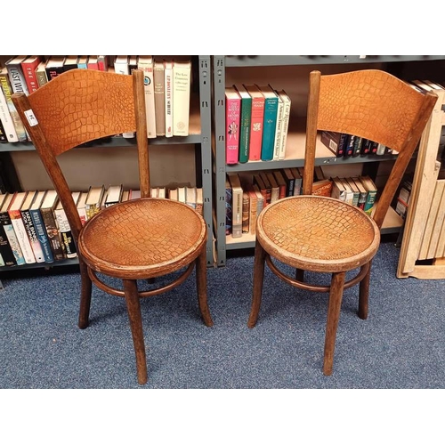 24 - PAIR OF EARLY 20TH CENTURY BENTWOOD CHAIRS LABELLED FISCHEL TO UNDERSIDE