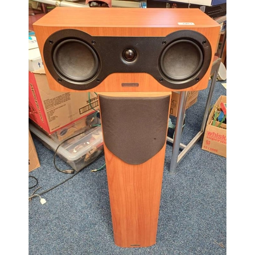 2463 - MISSON M33 FLOOR STANDING SPEAKER (SINGLE) TOGETHER WITH M3C2 CENTRE SPEAKER