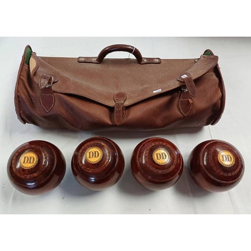 2464 - SET OF LAWN BOWLS WITH CARRY CASE