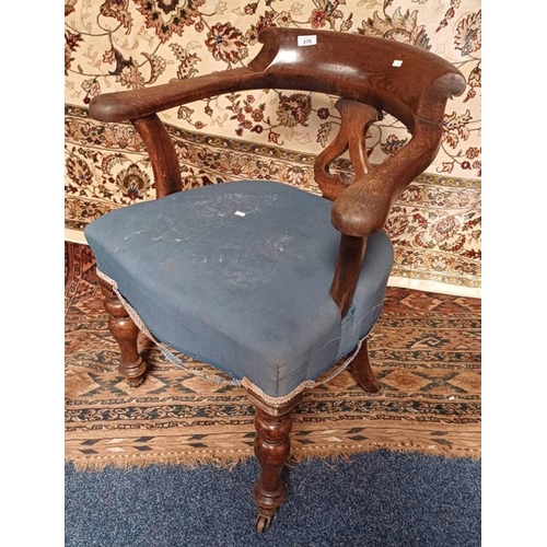 276 - 19TH CENTURY OAK CAPTAINS CHAIR ON TURNED SUPPORTS