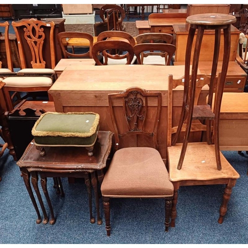 277 - LATE 19TH CENTURY MAHOGANY HAND CHAIR, NEST OF 3 MAHOGANY TABLES, ETC