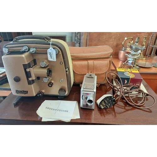 3201 - BROWNIE 8MM MOVIE CAMERA, SPECTO ROYAL PROJECTOR, ETC