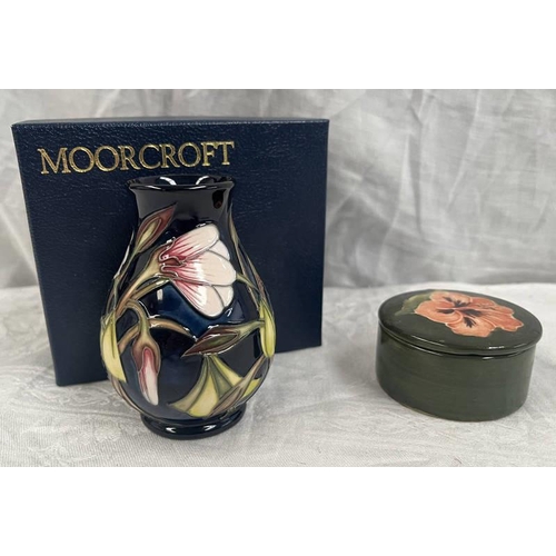 3205 - MOORCROFT VASE & MOORCROFT LIDDED BOX