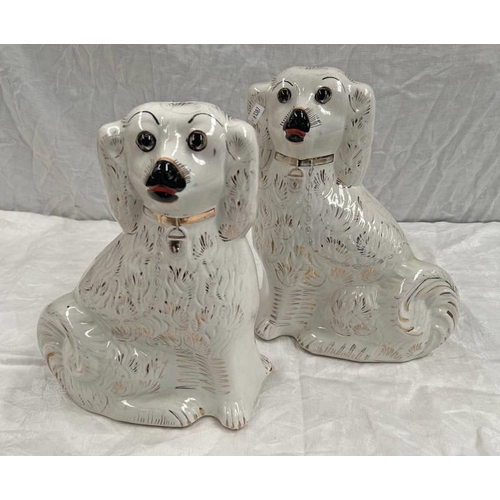 3209 - PAIR OF 19TH CENTURY WALLY DOGS. HEIGHT 33 CMS