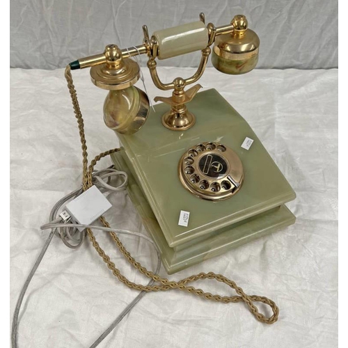 3222 - GREEN HARDSTONE BASED TELEPHONE