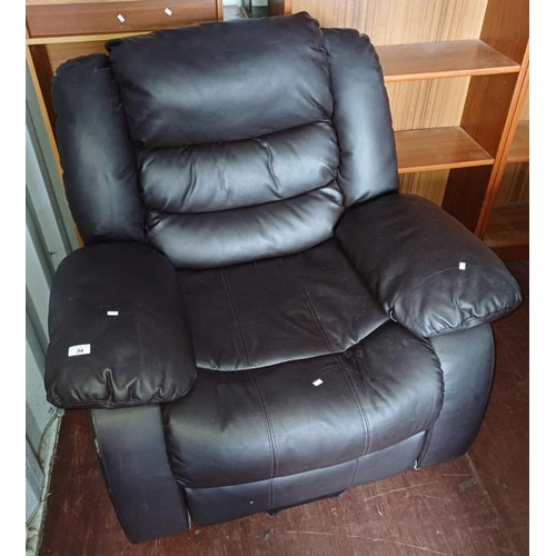 34 - BROWN LEATHER RECLINING ARMCHAIR