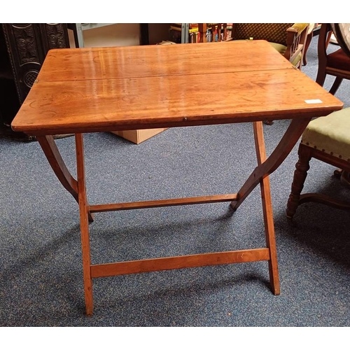 36 - 19TH CENTURY MAHOGANY COACHING TABLE WITH BRASS FIXTURES, 80CM WIDE