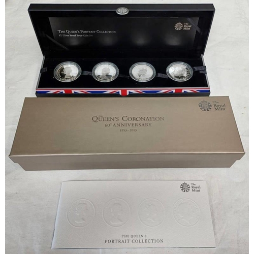 4038 - 2013 THE QUEEN'S PORTRAIT COLLECTION £5 SILVER PROOF FOUR-COIN SET, IN CASE OF ISSUE, WITH C.O.A.