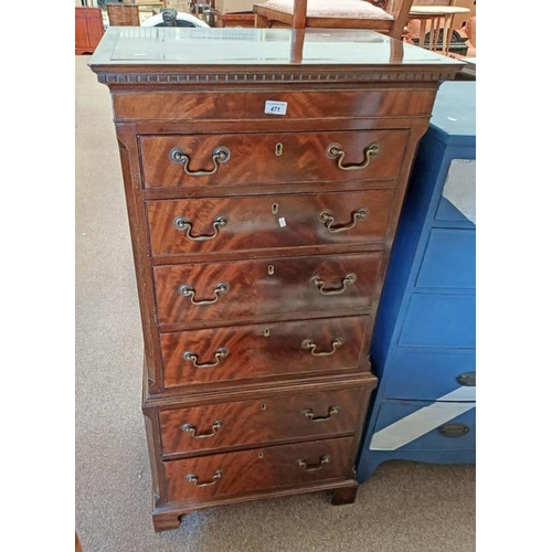 471 - 20TH CENTURY MAHOGANY TALLBOY CHEST OF DRAWERS WITH 4 GRADUATED DRAWERS & 2 DRAWER TO BASE ON BRACKE... 