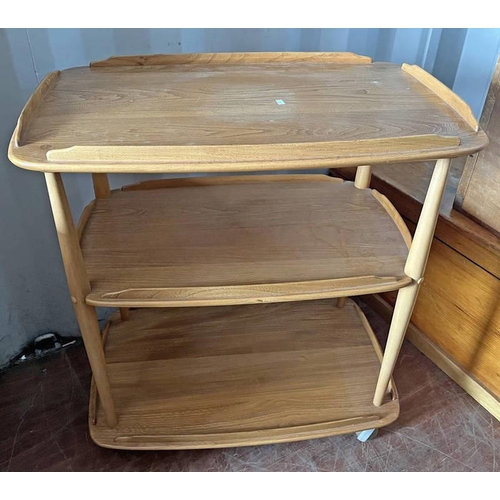 9 - ERCOL BLONDE BEECH 3 TIER TROLLEY