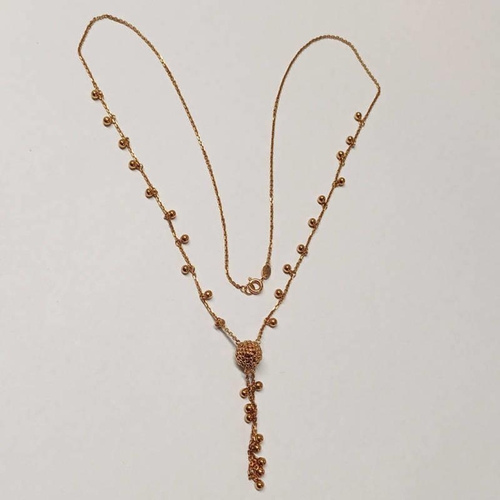 102 - 18CT ROSE GOLD BEAD NECKLACE - 60CM LONG, 16.5 G