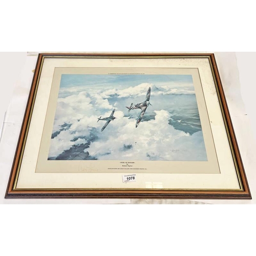 1078 - ROBERT TAYLOR LIMITED EDITION PRINT DUEL OF EAGLES, FADED SIGNATURES OF ADOLF GALANT & DOUGLAS BADER... 