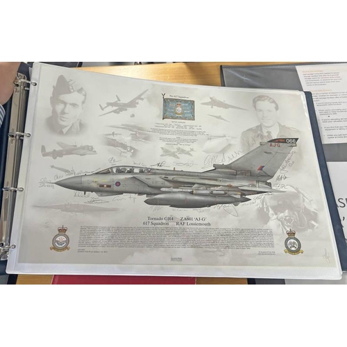 1081A - FOLDER CONTAINING 50 LIMITED EDITION AIR FORCE SQUADRON PRINTS, SIGNED,  TO INCLUDE TITLES SUCH AS M... 