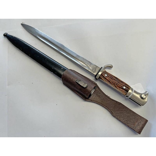 1111 - WW2 GERMAN K98 BAYONET BY ANTON WINGEN JR SOLINGEN WITH 24.5 CM LONG BLADE WITH MAKERS LOGO TO RICAS... 