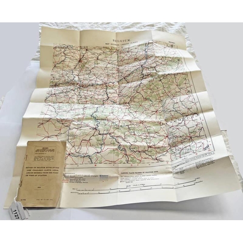 1127 - 1914 DATED SECRET MARKED MAP REPORT ON BELGIUM, SOUTH OF THE LINE CHARLERUI-NAMUR-LIEGE, AND ON BRUS... 