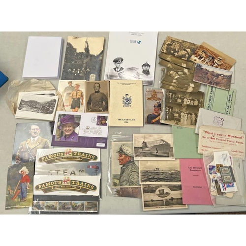 1148 - SELECTION OF POSTCARDS, STAMPS, ETC TO INCLUDE FAMOUS TRAINS ROYAL MINT, SOUVENIR POSTCARDS OF THE C... 