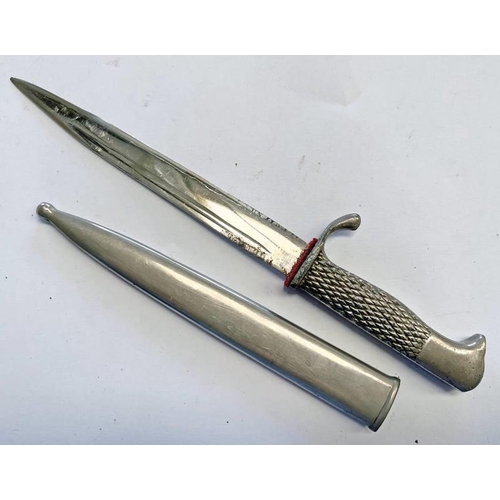 1165 - LETTER OPENER IN THE FORM OF A WW2 GERMAN DRESS BAYONET WITH ITS STEEL SCABBARD 23.5 CM LONG OVERALL
