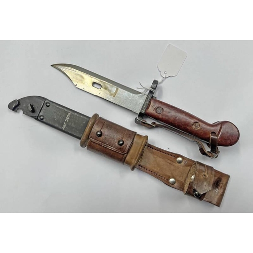 1167 - AKM BAYONET WITH 15CM LONG BLADE WITH ITS SCABBARD AND FROG