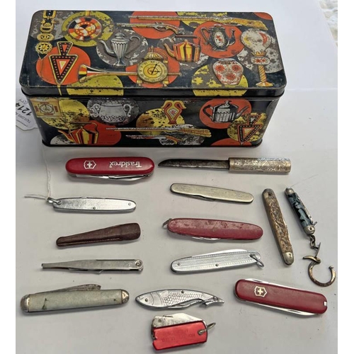 1214 - SELECTION OF VARIOUS POCKET KNIVES TO INCLUDE VICTORINOX, FLOCKTON TOMPKIN & CO SHEFFIELD KNIFE, ETC