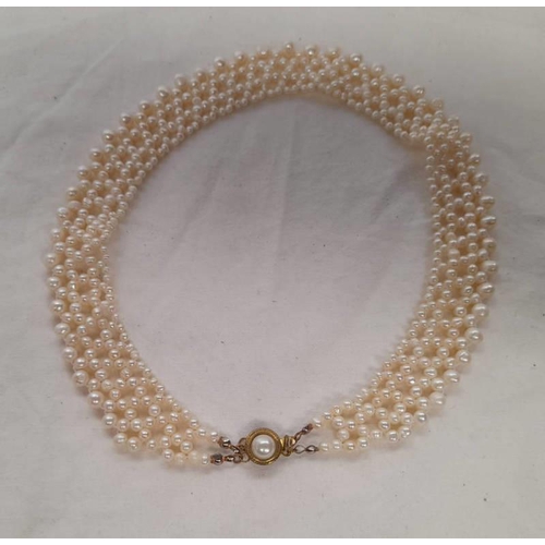 123 - CULTURED PEARL COLLAR NECKLACE - 41CM LONG