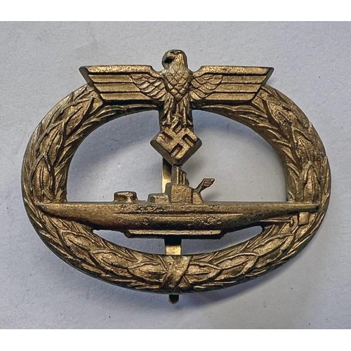 1243 - WW2 STYLE GERMAN U BOAT BADGE UNMARKED