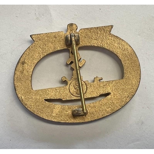 1253 - WW2 STYLE GERMAN U BOAT BADGE MARKED G W L TO REAR