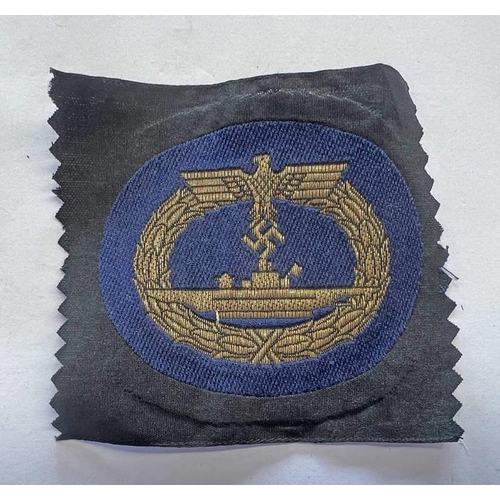 1262 - WW2 STYLE GERMAN STYLE NAVAL KRIEGSMARINE SUBMARINE PATCH 8CM X 7.5CM