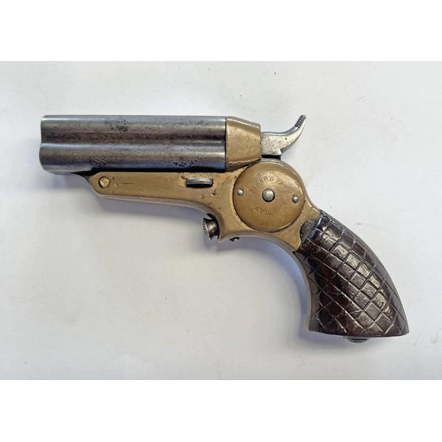 1275 - DERRINGER PISTOL MARKED SHARPS PATS MAY TO  1864, BARREL AND FRAME BOTH STAMPED 5 CROSS HATCHED GRIP... 