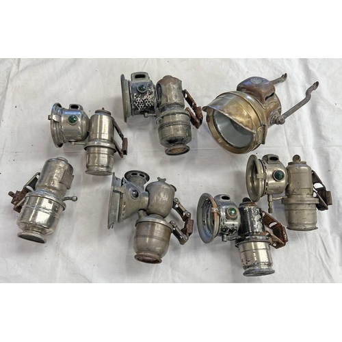 1327 - SELECTION OF VINTAGE BIKE / MOTOR BIKE LAMPS TO INCLUDE LUCAS CALCIA BIKE LAMPS, POWELL & HAMMER, ET... 