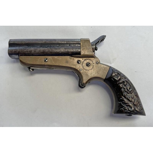 1350 - TIPPING & LAWDEN SHARPS PATENT 4 BARRELLED DERRINGER PISTOL, UNDERSIDE OF BARREL POSSIBLY STAMPED 18... 