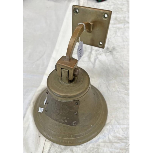 1379 - BRASS BELL MARKED 'PRESENTED TO K M DUNCAN 5-12. 79 BY CREWS OF STIRLING, BRIG OAK ROCK EAGLE ASH SW... 