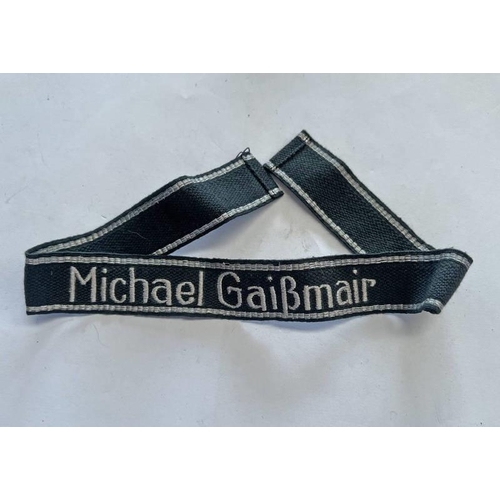 1389 - WW2 STYLE GERMAN STYLE MICHAEL GAISMAIR WAFFIN SS ENLISTED MANS CUFF TITLE