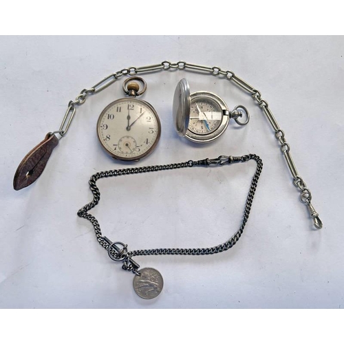 1398 - SILVER (925) POCKET WATCH (AF), POCKET COMPASS ETC.