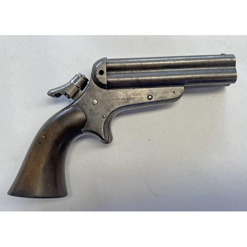 1400 - SHARPS AND HANKINS 1859 DERRINGER 4 BARRELLED PISTOL, 8.7 CM LONG BARRELS, NAME TO TOP OF BARREL, SI... 