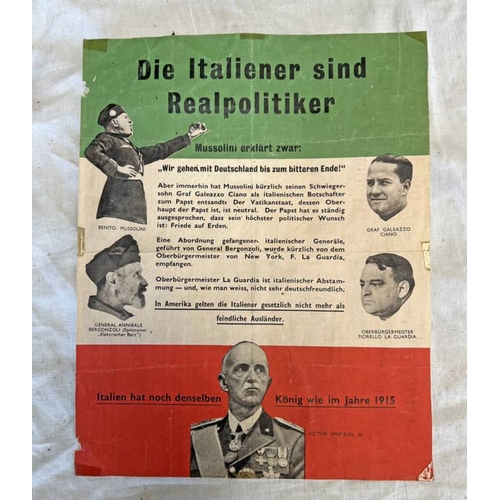 1440 - WW2 ERA ITALIAN / GERMAN PROPAGANDA BOOKLET WITH HEADLINES SUCH AS 'THE ITALIANS ARE REAL POLITICIAN... 