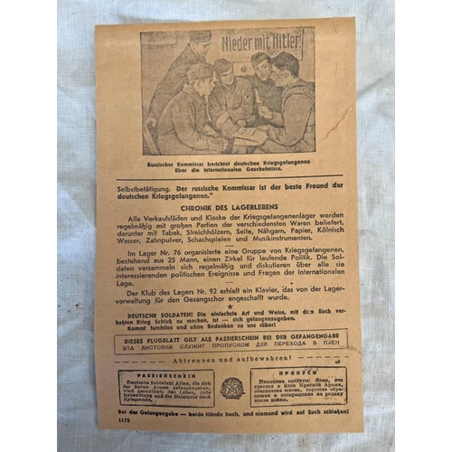 1443 - AIR DROPPED RUSSIAN PROPAGANDA LEAFLET ABOUT HOW PRISONERS OF WAR LIVE IN SOVIET RUSSIA (IN GERMAN) ... 