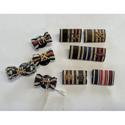 1454 - WW2 STYLE 5 TUNIC MEDAL RIBBON BARS AND 2 OTHERS