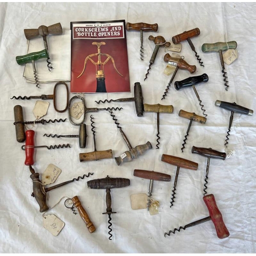 1491 - SELECTION OF ANTIQUE & OTHER CORKSCREWS TO INCLUDE WOODEN HANDLED EXAMPLES, STEEL, ETC IN 1 BOX