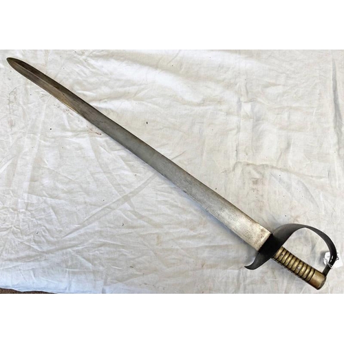 1495 - 1858 PATTERN NAVAL CUTLASS WITH 76.5 CM LONG BROAD BLADE (REPAIRED) WITH ITS CHARACTERISTIC HILT AND... 