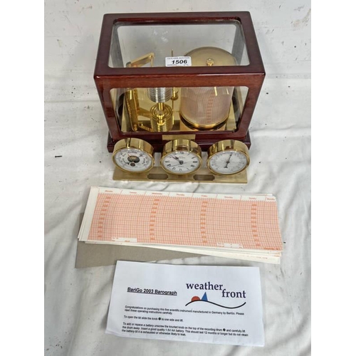 1506 - CASED GILT METAL BARIGO 2003 BAROGRAPH ALONG WITH FCC ENGLAND CLOCK, BAROMETER & THERMOMETER SET -2-