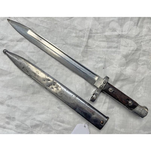 1539 - M1895 KNIFE BAYONET BY ERNST BUSCH SOLINGEN WITH 24.7 CM LONG BLADE, CROSS GUARD MARKED 11  83 POMME... 