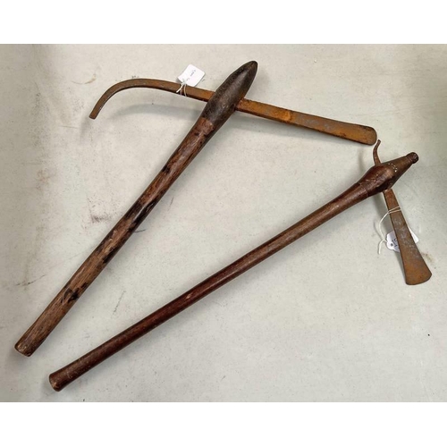 1556 - 2 AFRICAN TRIBAL AXES WITH HARDWOOD SHAFTS & METAL HEADS -2-