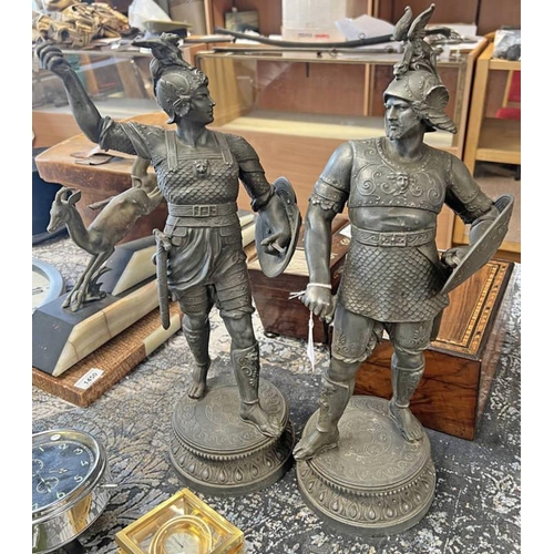 1576 - PAIR OF NEO CLASSICAL METAL WARRIOR FIGURES, 48CM TALL